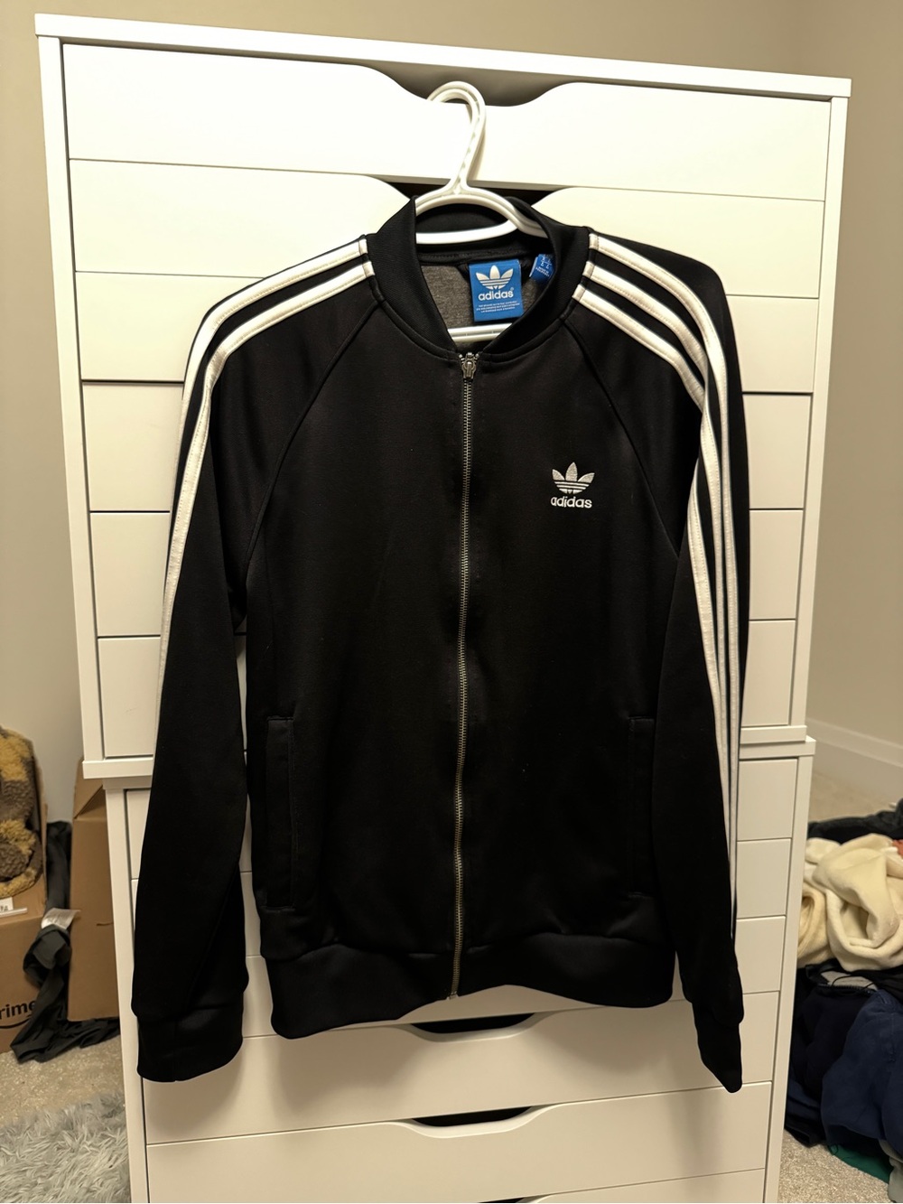 adidas Black Track Jacket with White Three-Stripes